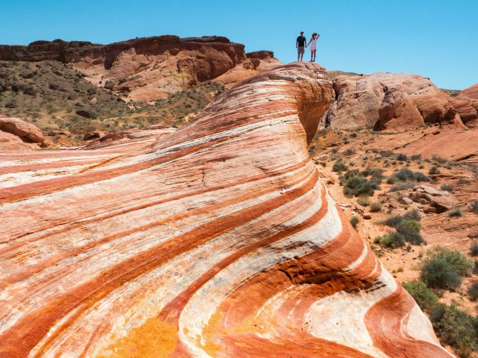 The famous Fire Wave formation with striped sandstone